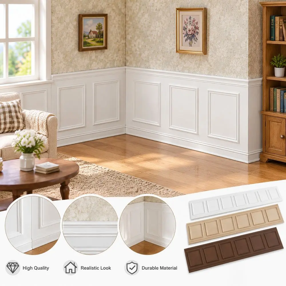 Rectangular Panels Dollhouse Wall Panels Decorative Trim Embossed Pattern Role Play Doll House Accessories Realistic Texture 1/6