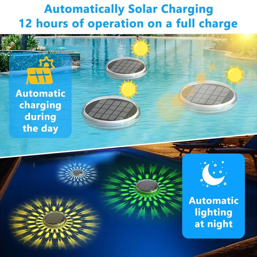 Nice Solar Rechargeable Floating Pool Lights RGB Color Changing Pool Light With Remote For Inground Pool, Bathtub, Pool Party, G