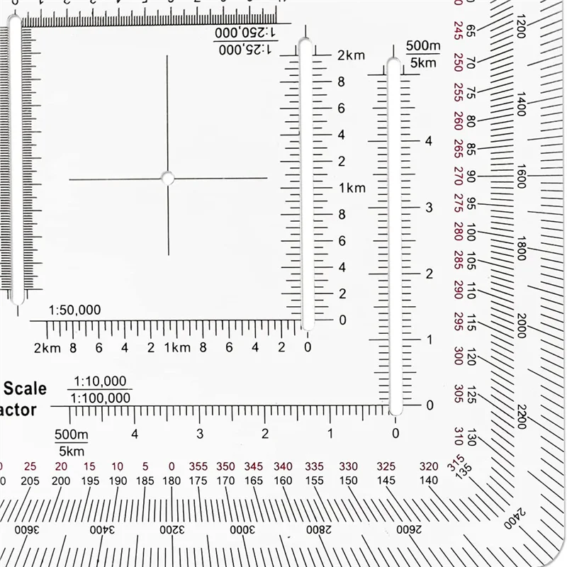 ไม้โปรแทรกเตอร์ขนาดพิกัดทางทหาร EDT-Square สําหรับการนําทางที่ดิน สเกลพิกัด UTM/MGRS สไตล์ทหาร