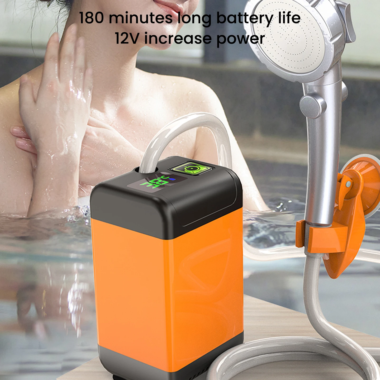 Portable Camping Shower LED Temperature Dispaly Electric Camping Shower with Pump 4500mah/6000mah/7800mah Garden Travel Car Wash