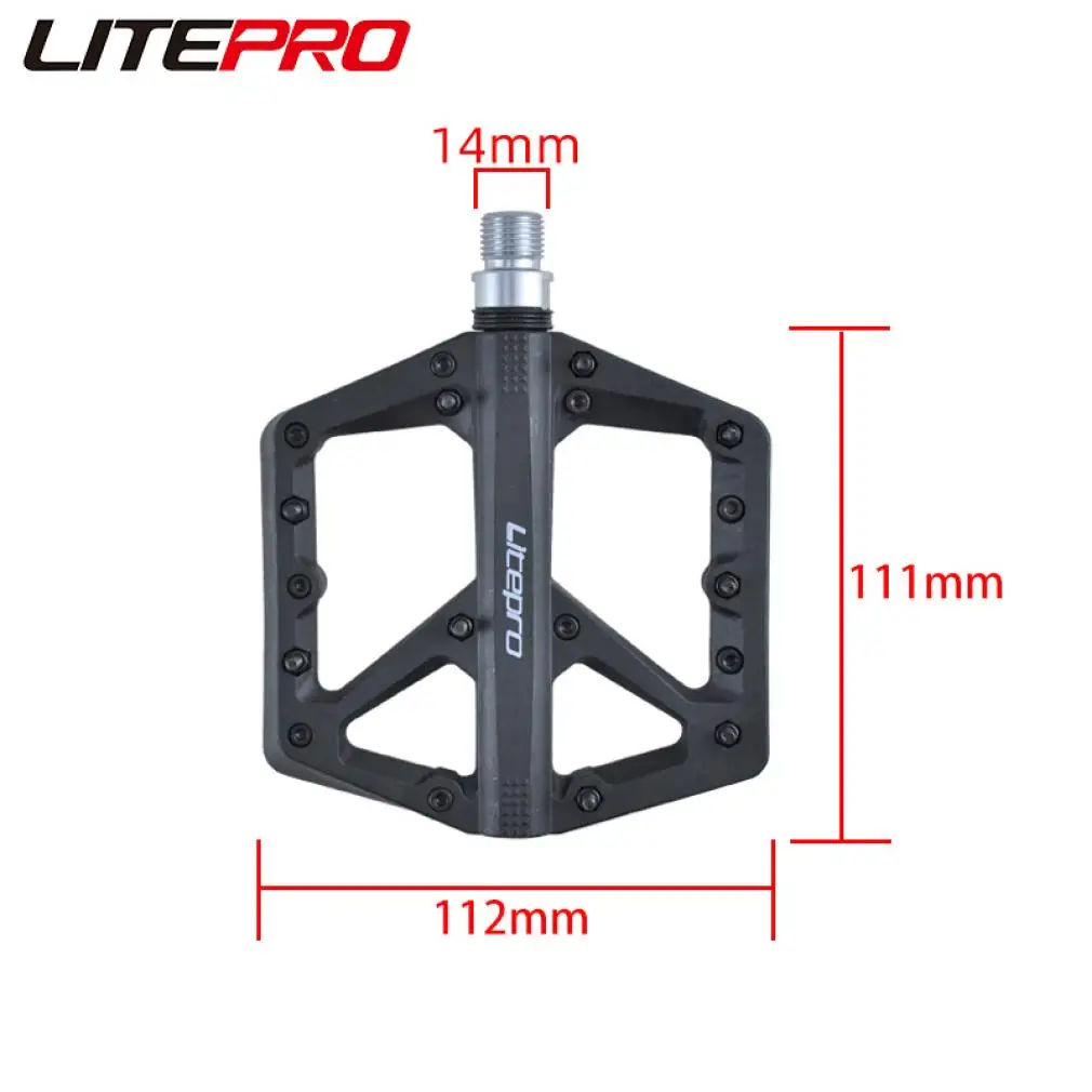 Litepro Nylon Chromium Molybdenum Steel 14MM Antiskid Pedals DU Bearing Folding MTB Road Bike Hollow Non-slip Pedal