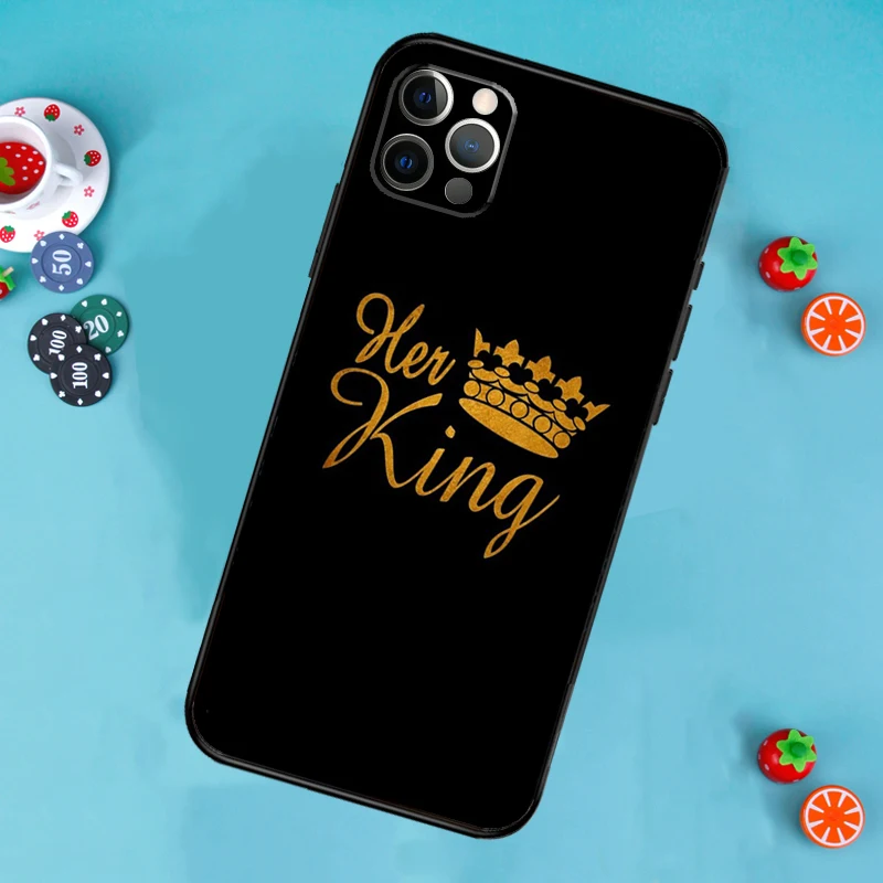 King Queen Couple Lovers Phone Case For iPhone 16 15 13 14 12 11 Pro Max X XR XS Max 14 Plus Soft Case Cover