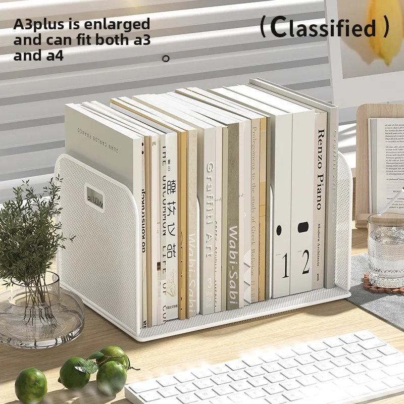 Multifunctional Bookend,Document Organizer:,Removable Multi-Layer File Rack for Workstations-Metal Drawer-Style Bookend.