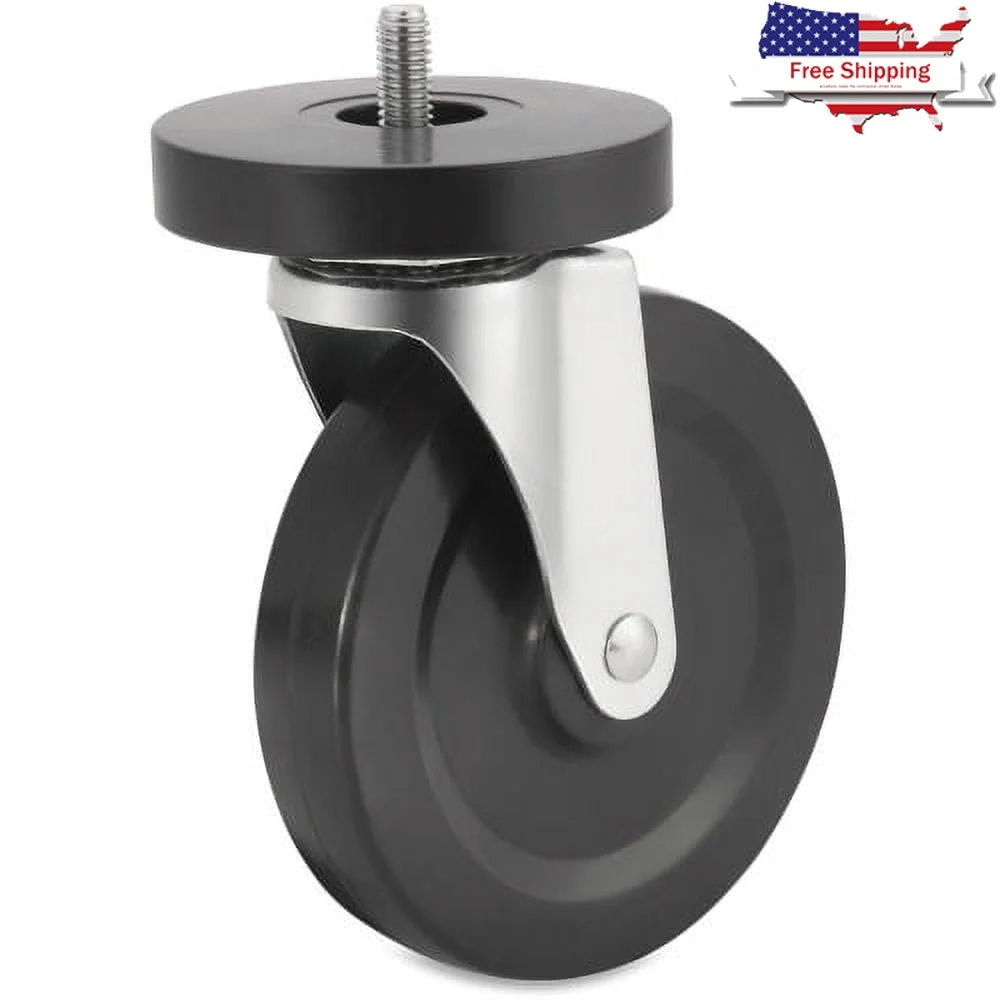 

Industrial Shelving Caster Kit 5 Inch Wheels Set with Locking Nonlocking Bumper Guards Indoor Multipurpose Use Durable Black