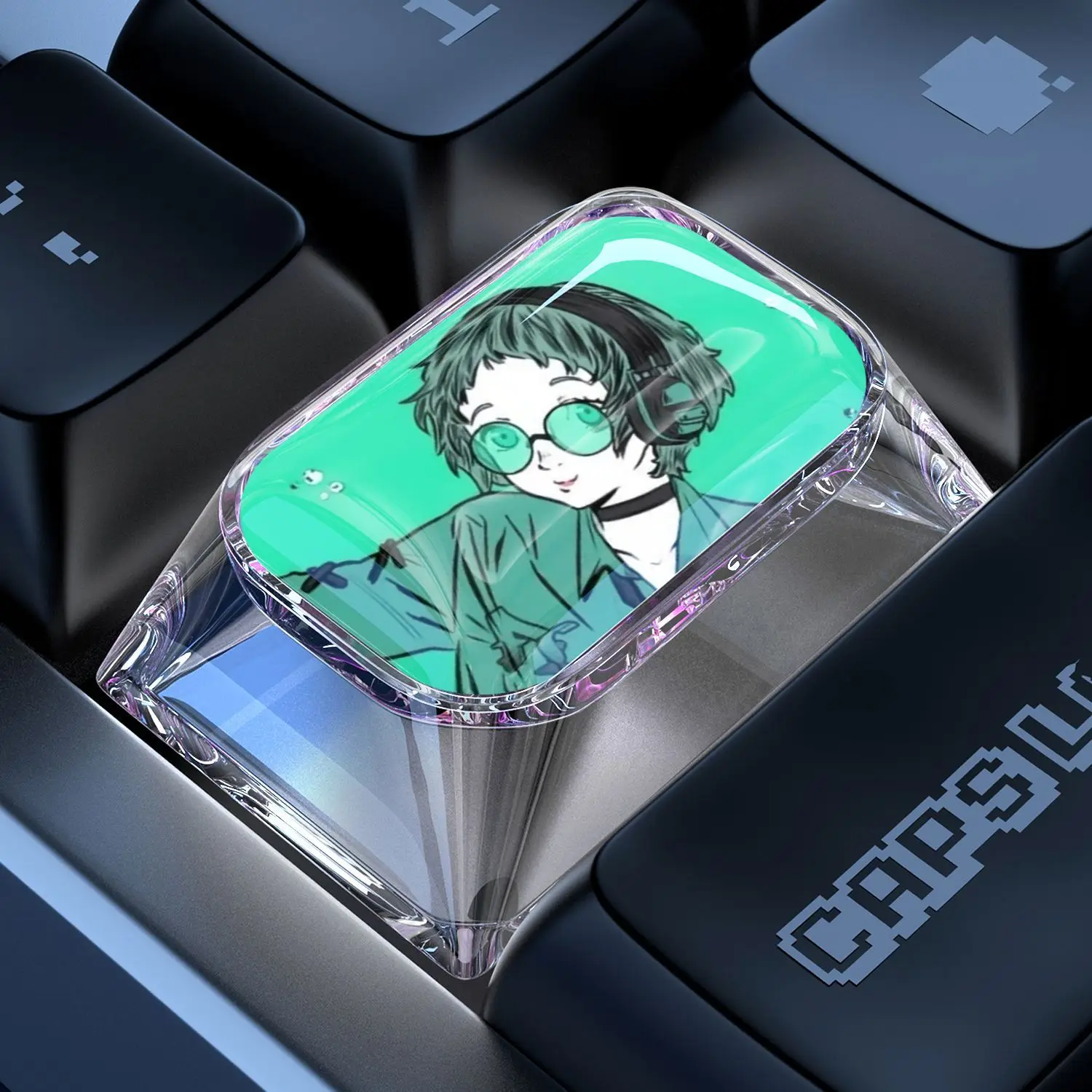 Anime P-persona Tab Keycap Cartoon Character Exquisite Transparent Keycap Wear-resistant 1.5U Glue Keycap for Cross-axisKeyboard
