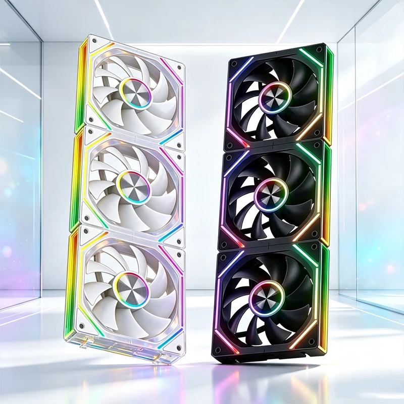 12cm Building Block Fan K4 Splicing Front And Back Blades White ARGB Desktop Computer Chassis Silent PWM Fan with Intelligent Temperature Control