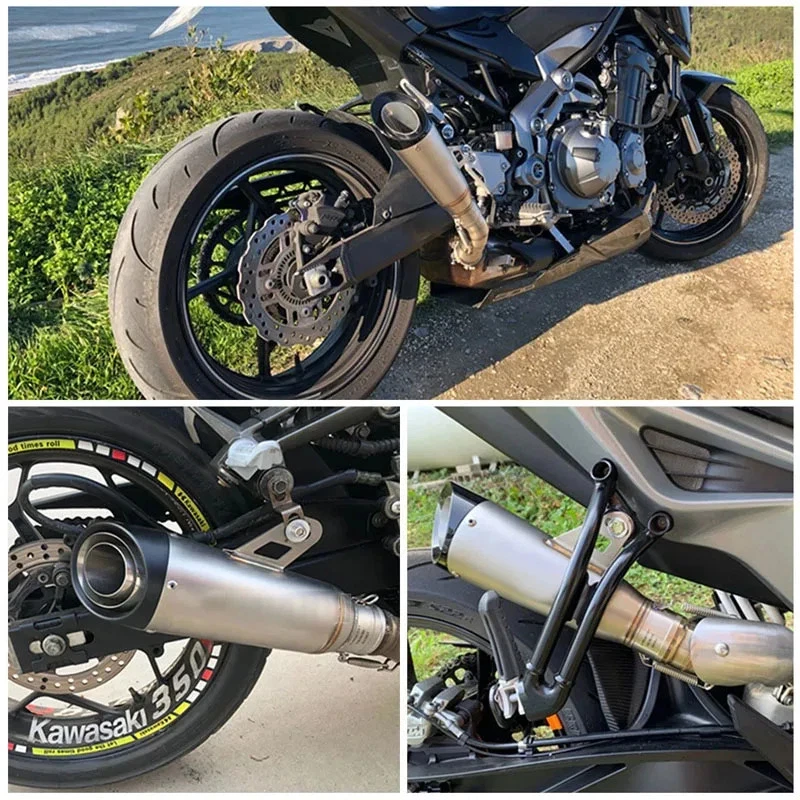 Universeller Motorrad-Auspuff-Schalldämpfer für Honda Yamaha YZF R6 R15 R1 R3 R25 MT07 MT09 Tmax155 GSX250 Pcx125 Z250 Z300 mit Logo – Detail 3