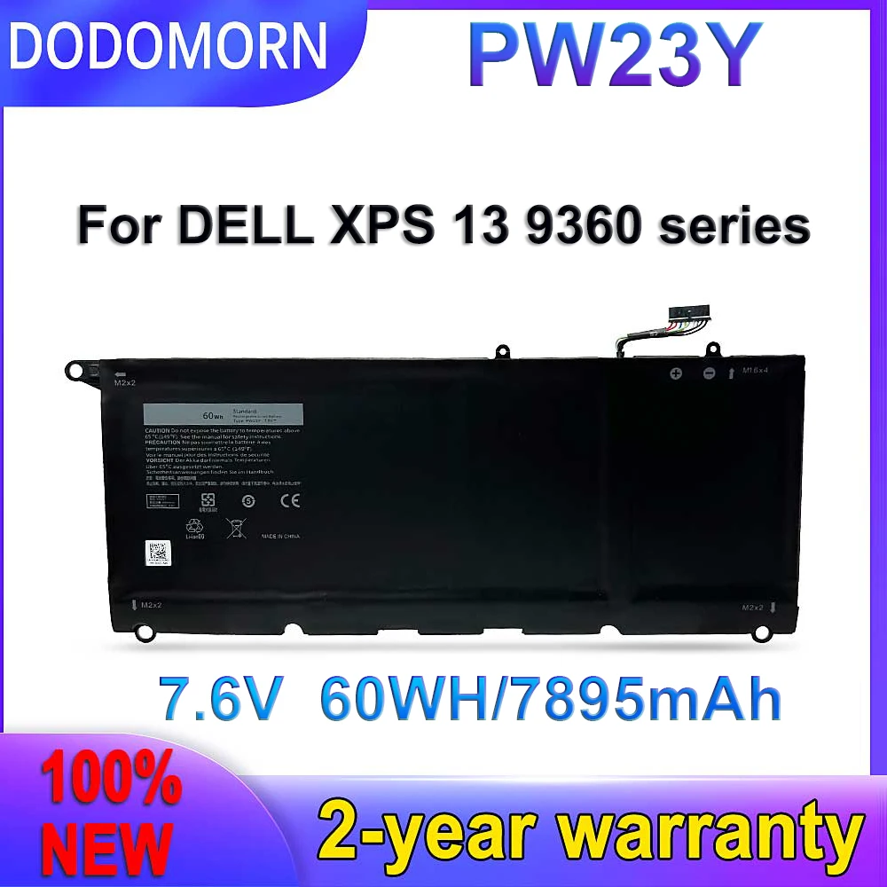 Dodomorn 100% แบตเตอรี่ PW23Y 7898mAh ใหม่คุณภาพสูงสำหรับ Dell XPS 13 9360ซีรีส์7.6V 60WH ในสต็อก gratis ongkir จัดส่งรวดเร็ว