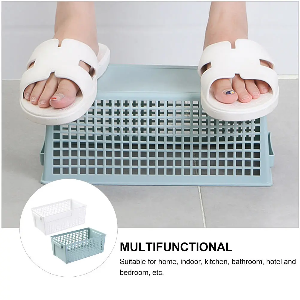 

2Pcs Snack Storage Basket Plastic Mesh Design with Handles for Home Kitchen Bathroom Bedroom Dormitory Organization Sundries