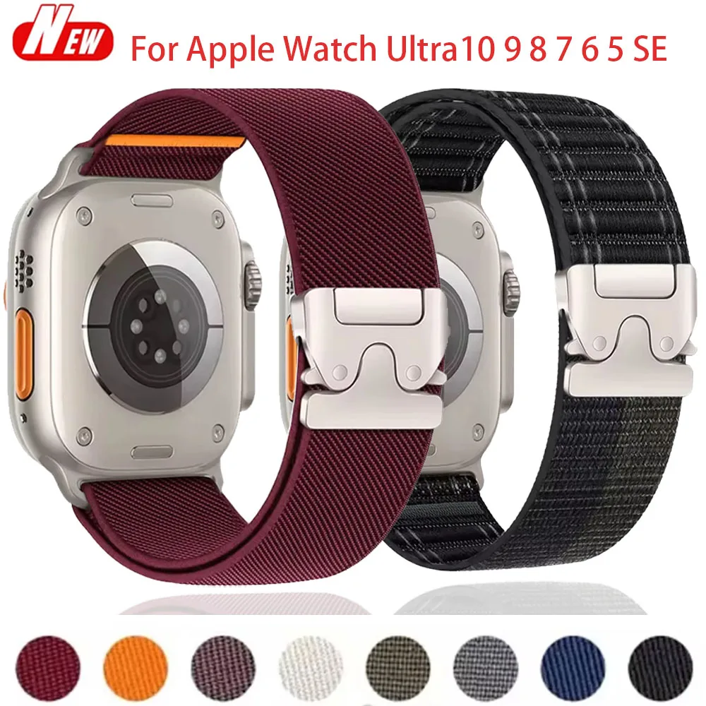 Braided Elastic Band For Apple Watch Ultra 2 49mm 10 46mm 42mm Parachute Nylon iWatch 9 8 7 6 5 SE 45mm 41mm 44mm 40mm wristsble