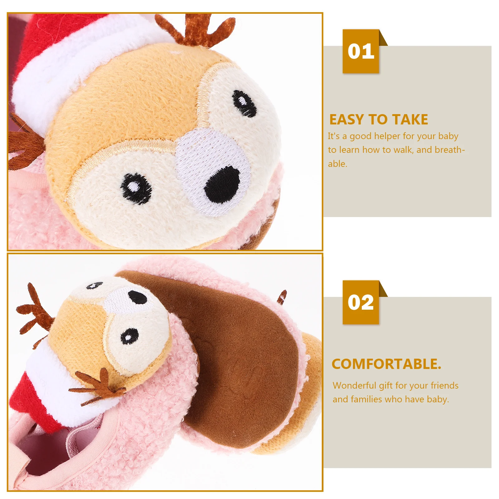 

1Pair Baby Winter Shoes Cotton Reindeer Style Prewalker Warm Comfortable Breathable Gift Baby Prewalker Winter Warm Shoes
