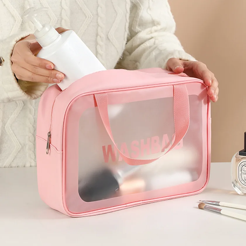 

2025 Hot Selling Transparent PVC Cosmetic Bag, Portable Waterproof Makeup Organizer, Ins Style Travel Toiletry Bag for Women