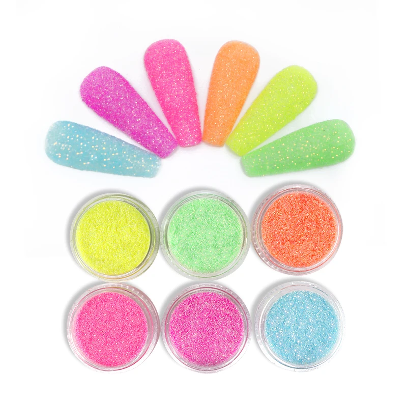 6Color/Set Iridescent Glitter Sugar Nail Art Shiny Powder Dust Sparkly Chrome Pigment Manicure Decoration DIY For Nails Supplies