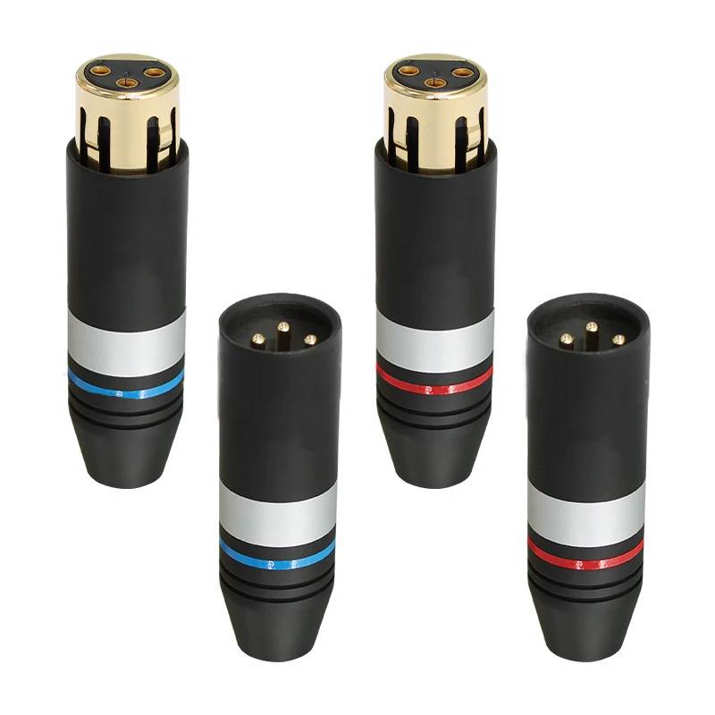 

4pcs XLR plug 3 Pin Microphone Audio Cables Plug Connectors Male Female MIC Gold plated Plug Cable Connectors