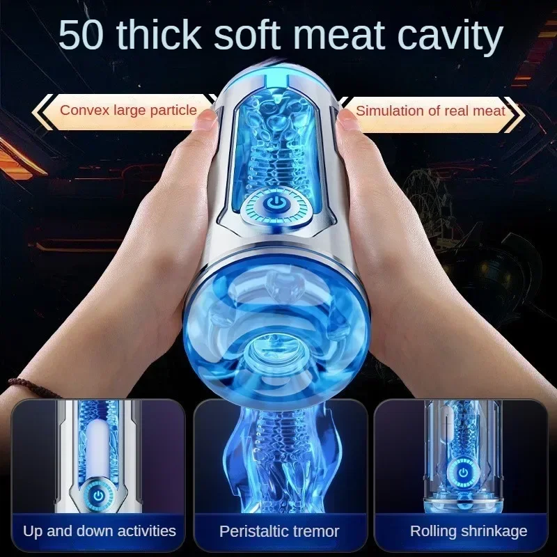 App Automatic Male Vibration Masturbator Blowjob Cup Sucking Penis Machine Pussy Vagina Silicone Real Vaginal Toys for Men Adult