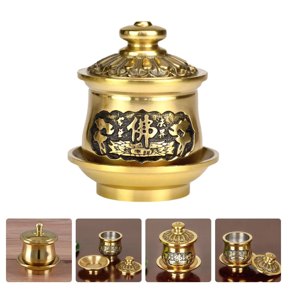 

Buddhist Water Small Size Large Capacity Copper Altar Cup Temple Supply Household Metal Craft Offering Accessory