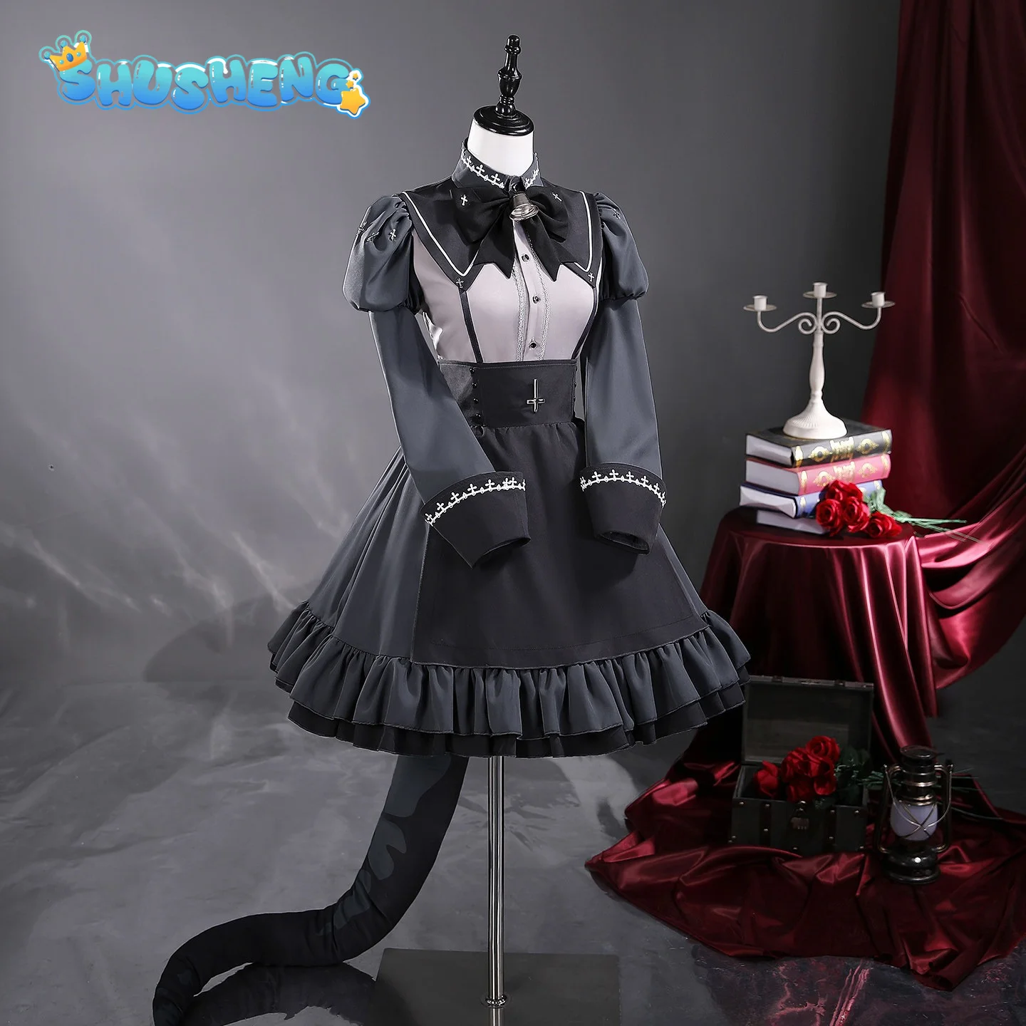 

Nanahira Game PUKEY GODDESS SHOT TRICK Cosplay Costume Black Devil Maid Dress Halloween Carnival New Lolita Anime Uniform