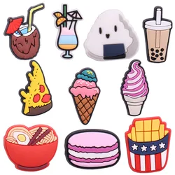 1 szt. Klamra z pcv zapchane chipsy koktajle Bubble Tea Pizza kawa makaroniki lody mleko kokosowe makarony ozdoby do butów