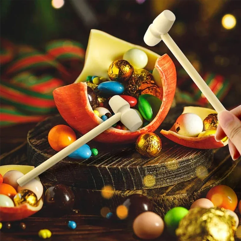 50/100pcs Mini Wooden Hammers for Chocolate Small Wooden Mallets for Breakable Chocolate Heart, Crafts and Party Game Props