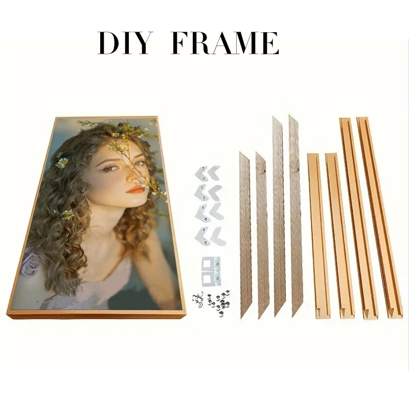 Aluminum Alloy Photo Frame Canvas Frame DIY Photo Frame Default Gold, Black to Note Poster Frame Larger than 60CM Needs Stitchin