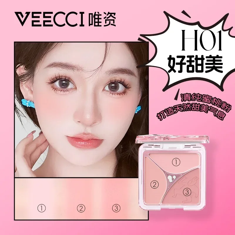 VEECCI X Roze Konijngewricht Emotionele Code Driekleurige Blush Uitbreidende kleur Krimpende kleur Multifunctionele Blush