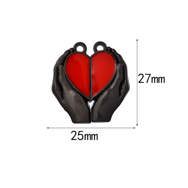 20 pcs/lot Fashion Metal Heart In Hands Magnetic Pendant Accessories Charms for Women, Earrings/Necklace Handmade DIY Jewelry