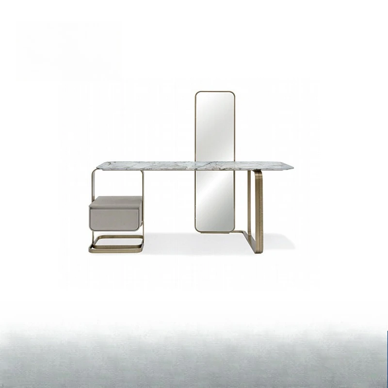 

Marble dressing table bedroom light luxury dressing table storage cabinet integrated small dressing table makeup mirror