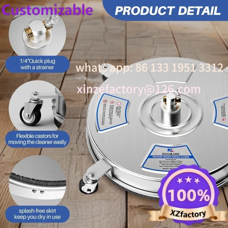 Customizable Roomark 4000 PSI Pressure Washer Surface Cleaner Stainless Steel Power Washer for Driveway Patio Cleaning, 1/4