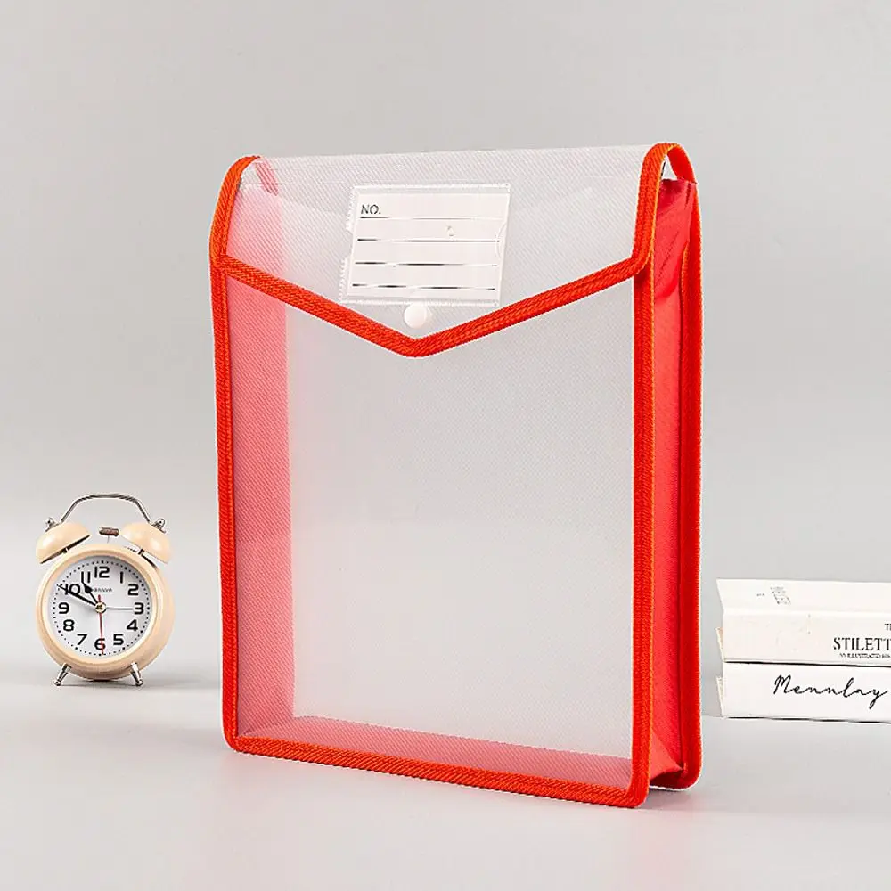 Botão de imprensa saco de arquivo a4 grande capacidade à prova dwaterproof água saco de documentos vertical estéreo transparente organizador de arquivo de volta à escola