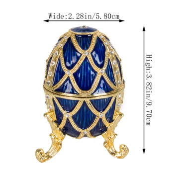 Qifu 수공예 블루 컬러 Faberge 계란 선물 상자 보석 저장 