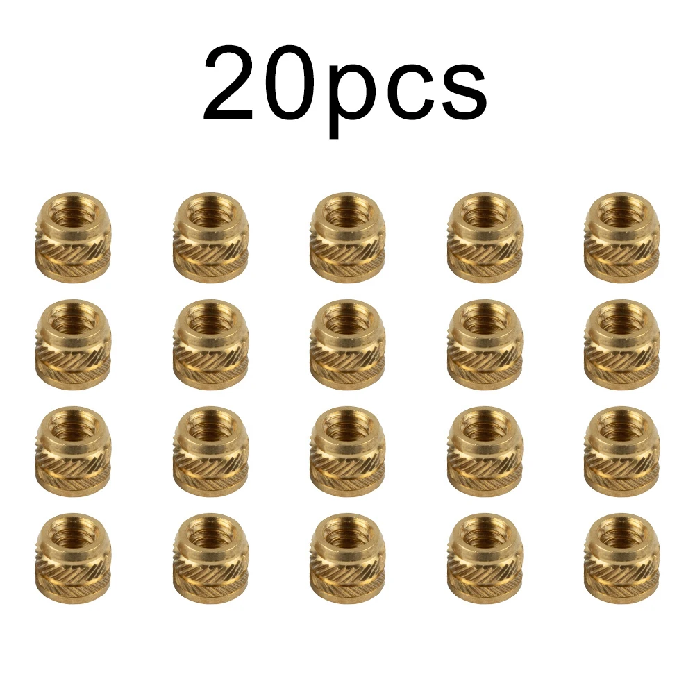 

20pcs Brass Nuts 1/4-20 Thread Heat Set Inserts For Most Camera Tripods For Plastic 3D Printing Brass Metal Home Improvement