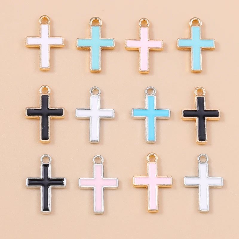 10 Stück niedliche Emaille-Anhänger mit Liebesherz und Kreuz für die Schmuckherstellung, Ohrringe, Halsketten, Armbänder, DIY-Bastelzubehör – Detail 8