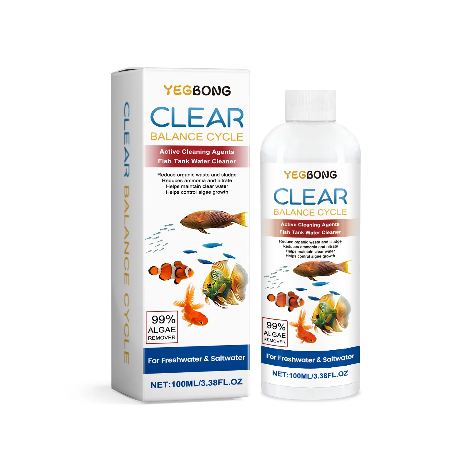 Fish Tank Water Clarifier, Aquarium Water Cleaner, Clean Sludge Stains, Clarify Water Quality Control Algae Growth