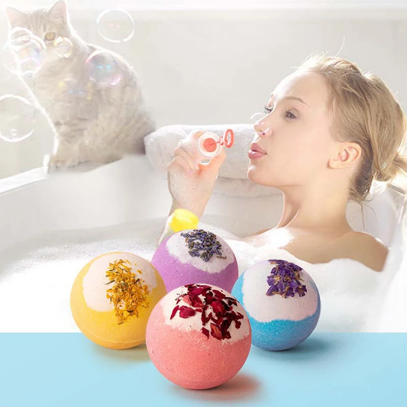 Rose ดอกไม้แห้งน้ํามันหอมระเหยเกลืออาบน้ํา Bath Sea Salt Bath Ball ระเบิดเกลือ Bubble Bath Ball