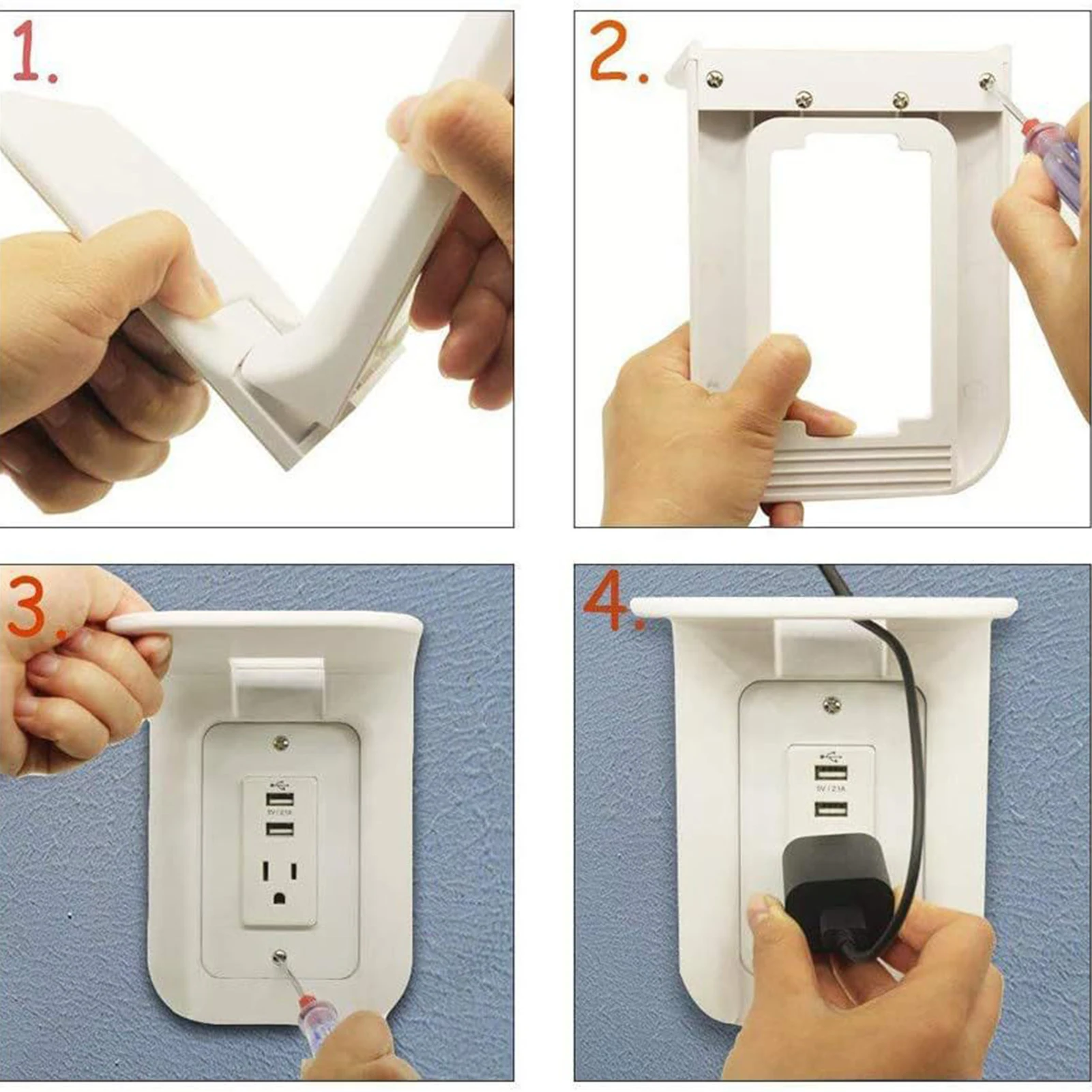 Estante de salida de pared, práctico soporte de carga para teléfono móvil, resistente, con Cable Usb, para el hogar, baños, cocinas y salas de estar