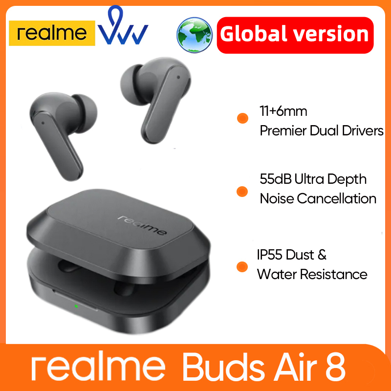  realme Buds Air 8 Global Version Active Noise Cancelling True Wireless Earphone Hours Battery Bluetooth 5.4 TWS Earbuds 