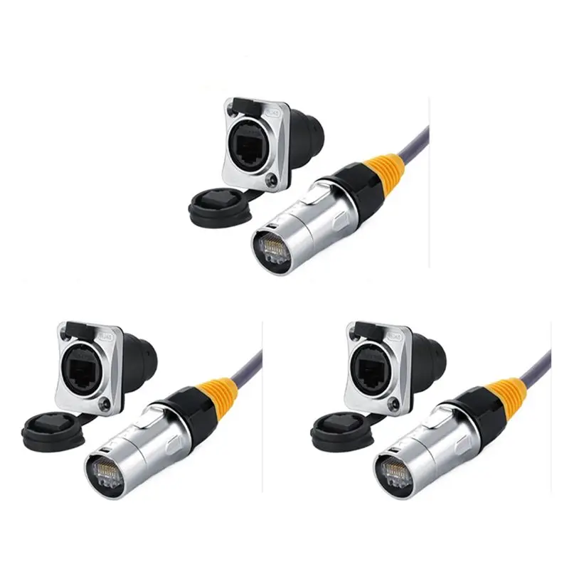 Stylish-3X IP67 Network RJ45 Waterproof Connectors / Ethernet RJ45 Waterproof Plug + Waterproof Socket For Outdoor Ethernet
