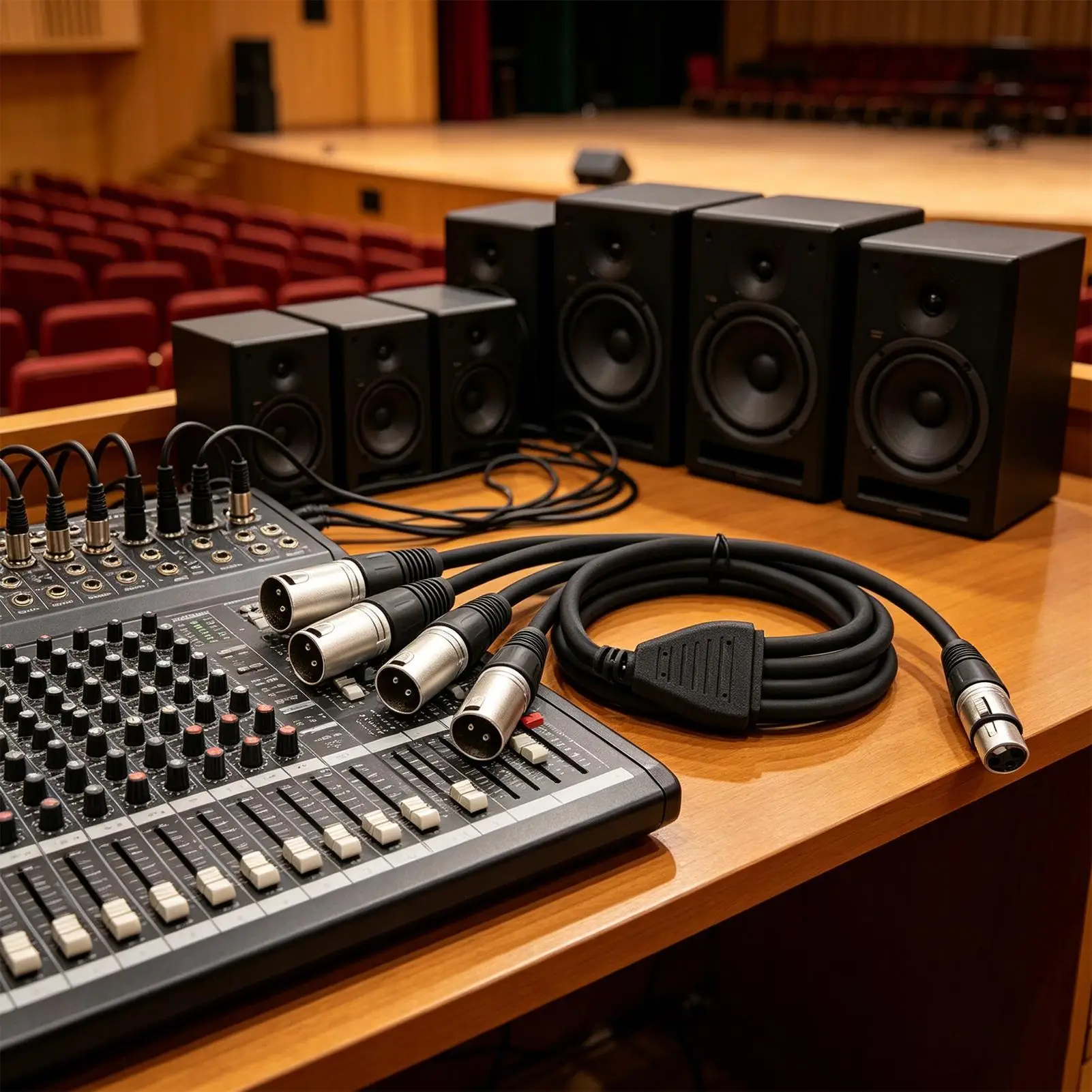 Audio Splitter Cable 1 Female To 4 Male Cord Microphone Splitter For Mixer Amplifier Active Speaker Lighting Controller
