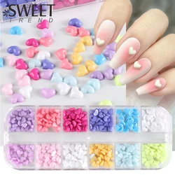 12 cores amor coração decoração da arte do prego doces macaron mini encantos bonitos peças de unhas acessórios de manicure de casamento jóias diy