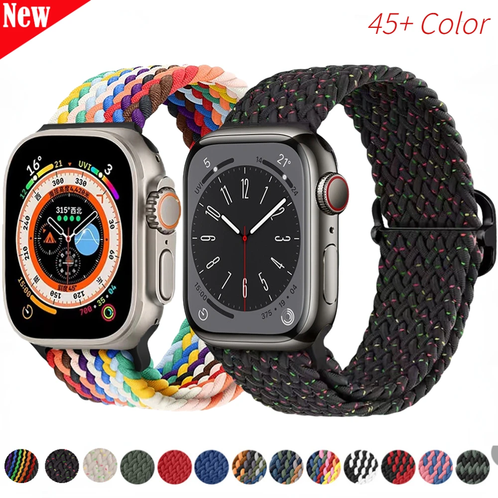 

Braided Solo Loop Strap for Apple Watch Ultra Band 49mm 45mm 41mm 44 40mm 42 38mm Nylon Belt for Iwatch Series 876543SE Bracelet