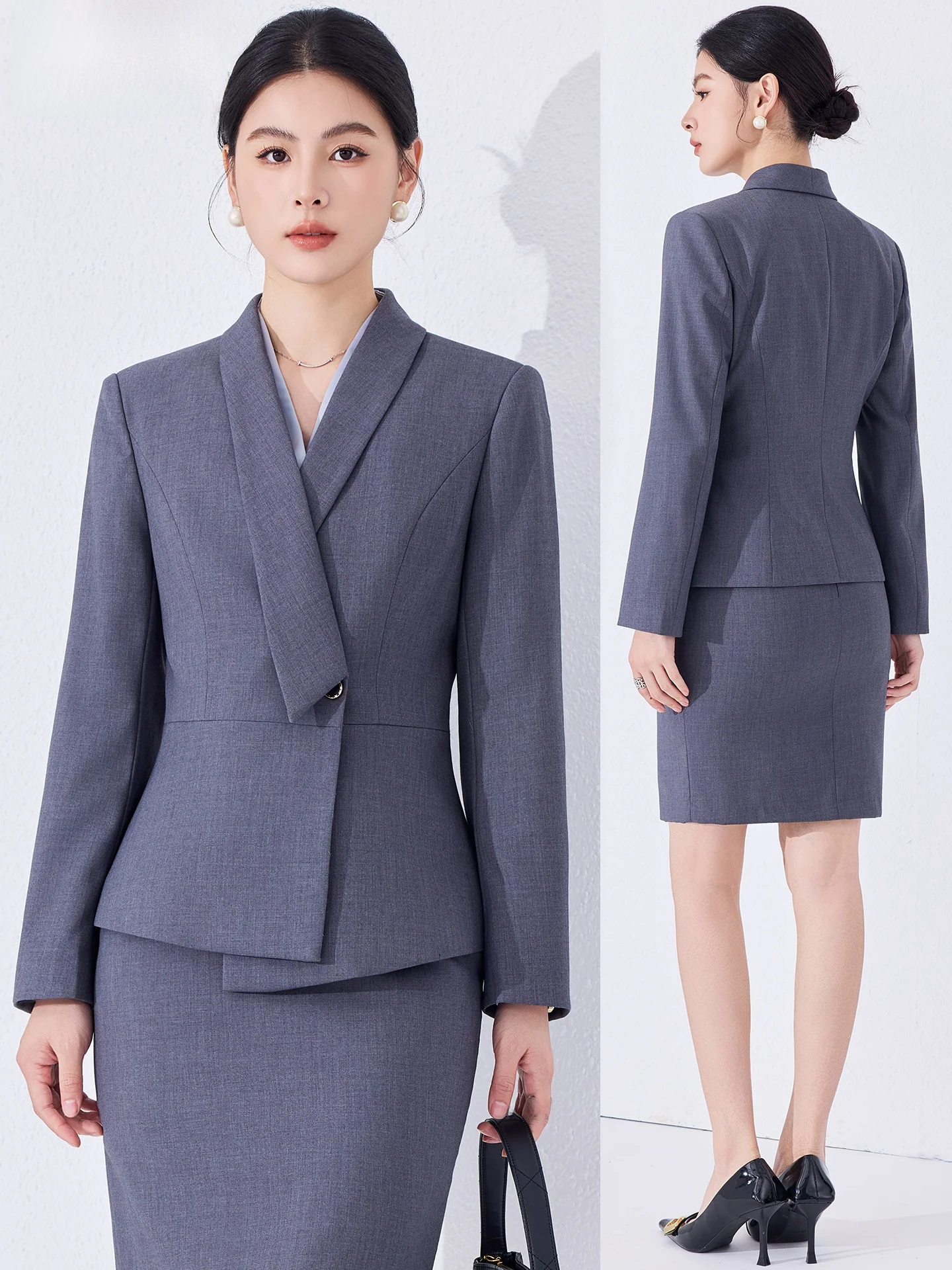 

Костюмный комплект для женщин: новая профессиональная деловая одежда для весны и осени, для менеджеров ювелирных магазинов и отелей, для работы и повседневной носки, приталенный крой.