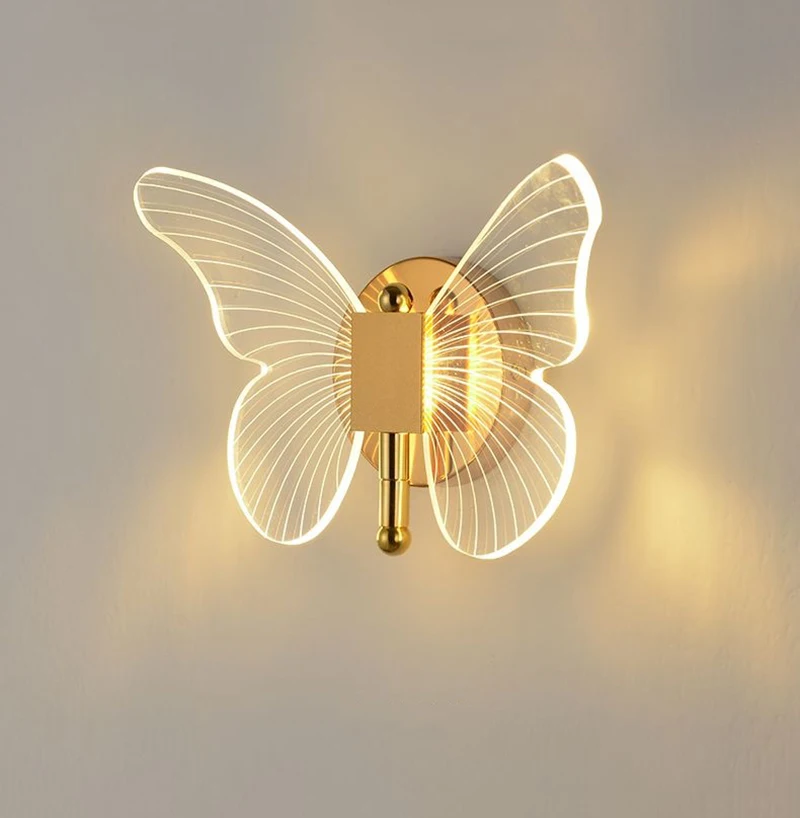 

Butterfly LED wall lamp living room background wall corridor acrylic wall light bedroom bedside wall sconce room decor