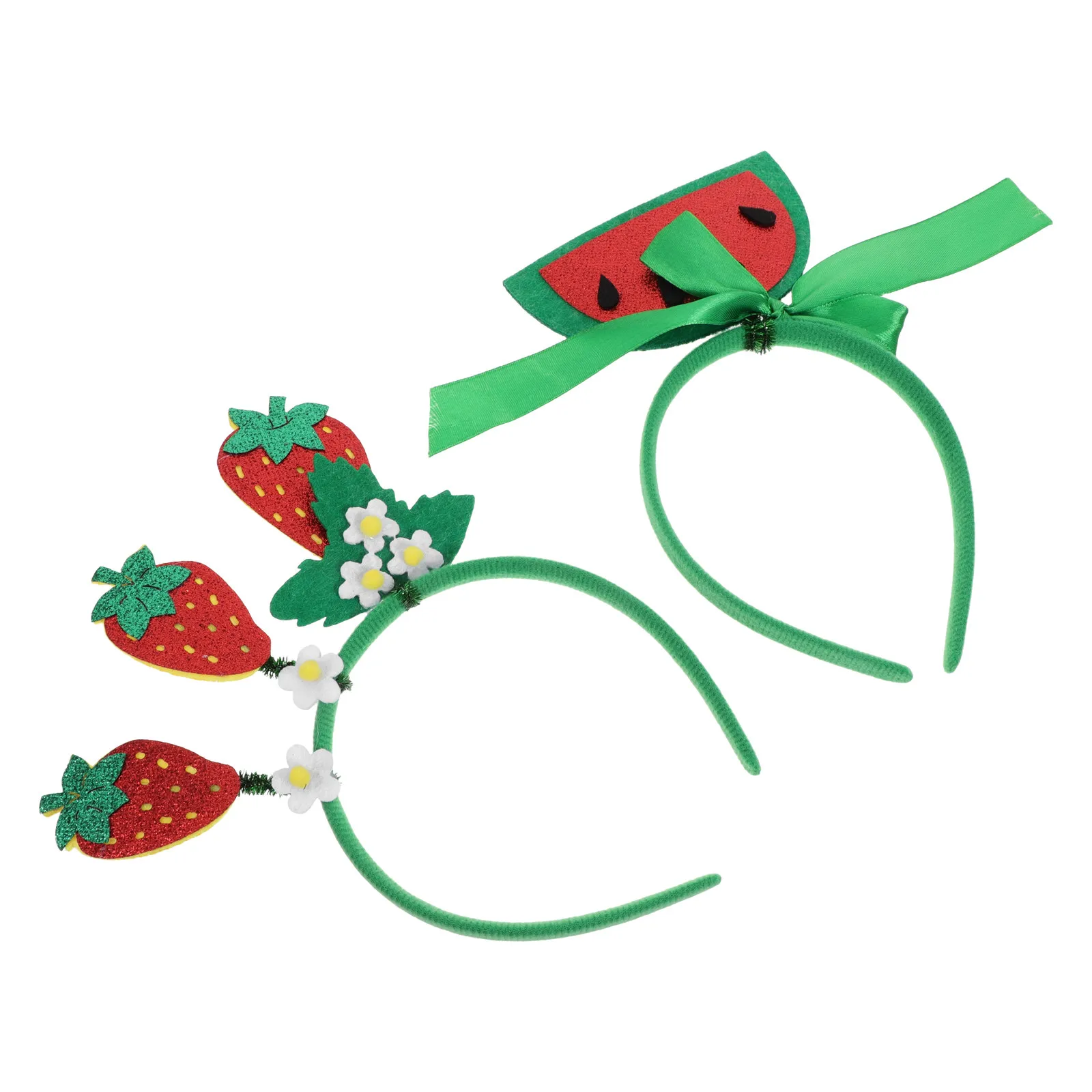 

2Pcs Fruit Headbands Set Vibrant Watermelon Strawberry Hair Hoops for Children Festival Cosplay Beach Party Costume Accessory