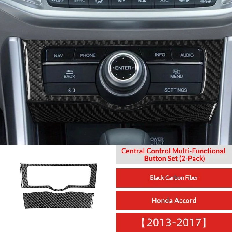 

For 13-17 Accord Ninth Generation Car Interior Modification Carbon Fiber Central Control Multi-function Button DecorativeSticker