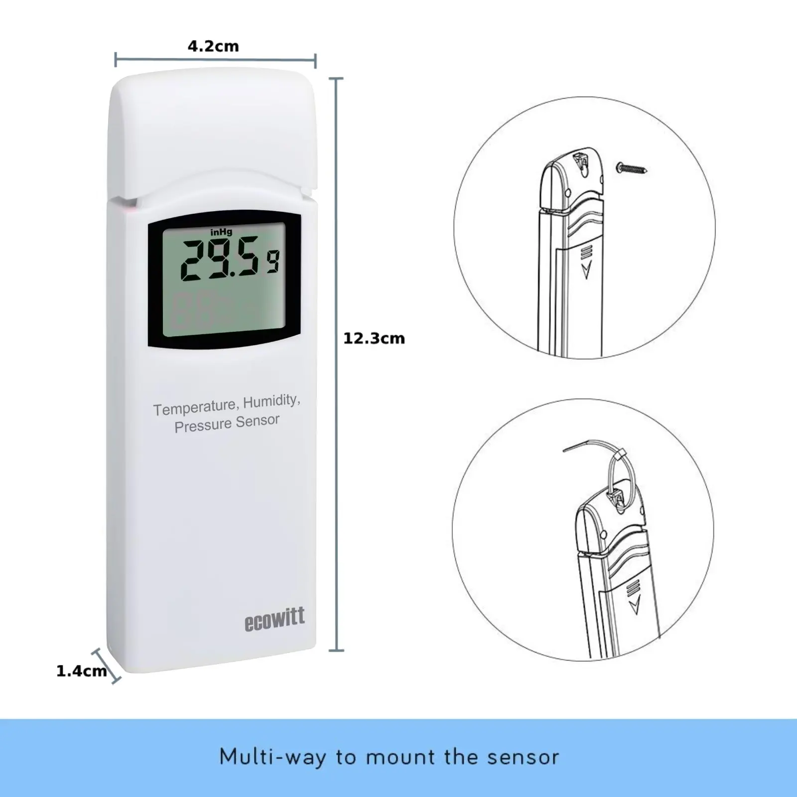 Imagem -02 - Ecowitt-sensor de Temperatura Interno Umidade e Sensor Barométrico Termômetro e Higrômetro Manômetro para Hp2550 Hp3500