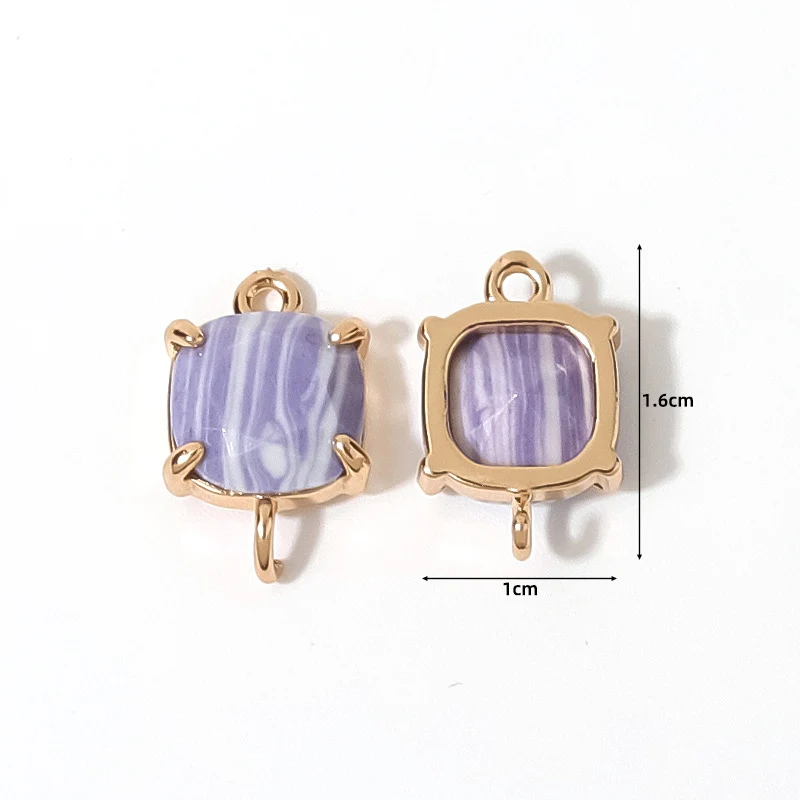 20 unids/bolsa moda garra de cobre piedra natural geométrico doble anillo colgante DIY pulsera collar pendientes conector Accesorios