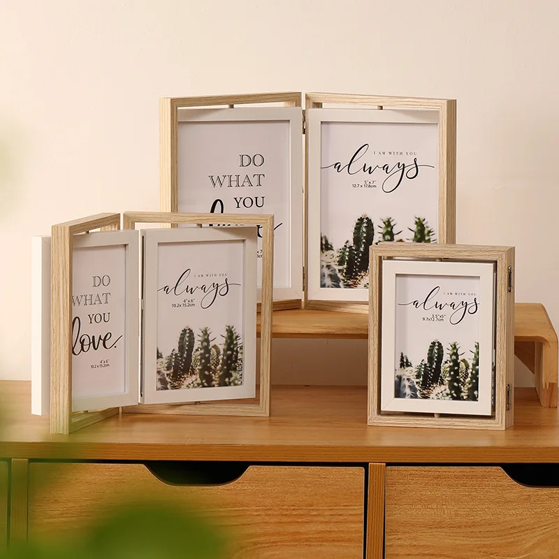 Double Fold Double-sided Rotating Photo Frame Display Platform 5/ 6/ 7-inch Picture Frames Best Friend Couple Commemorative Gift