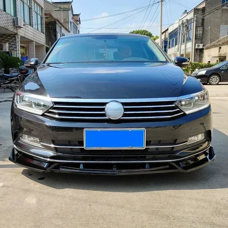 For Volkswagen Passat B8 2014-2019 High Quality Glossy Black Carbon Look Car Front Bumper Lip Diffuser Spoiler Splitter Body Kit
