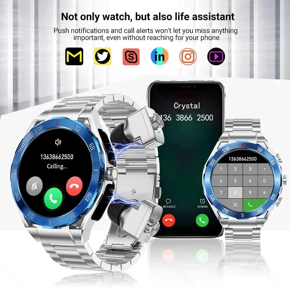 2024 New AMOLED Smart Watch Men GPS Tracker 4GB Local Music Playback HD Recording 3 In1 Voice Call Smartwatch For Huawei Xiaomi