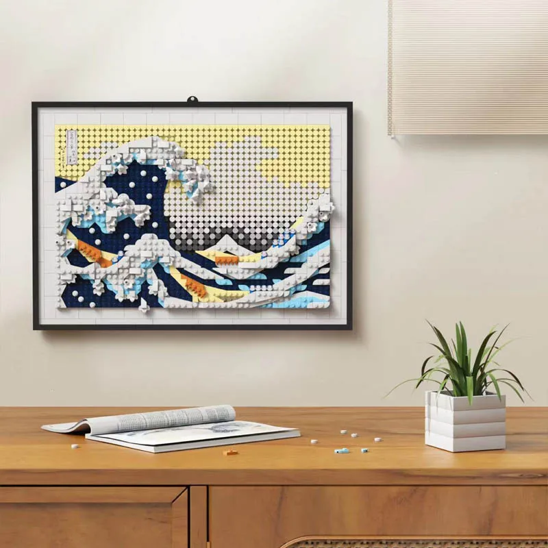 IN STOCK Creativity The Great Wave Building Blocks 2.5D Painting Compatible 31208 MOC Idea Art Bricks Toys for Children Gift Set